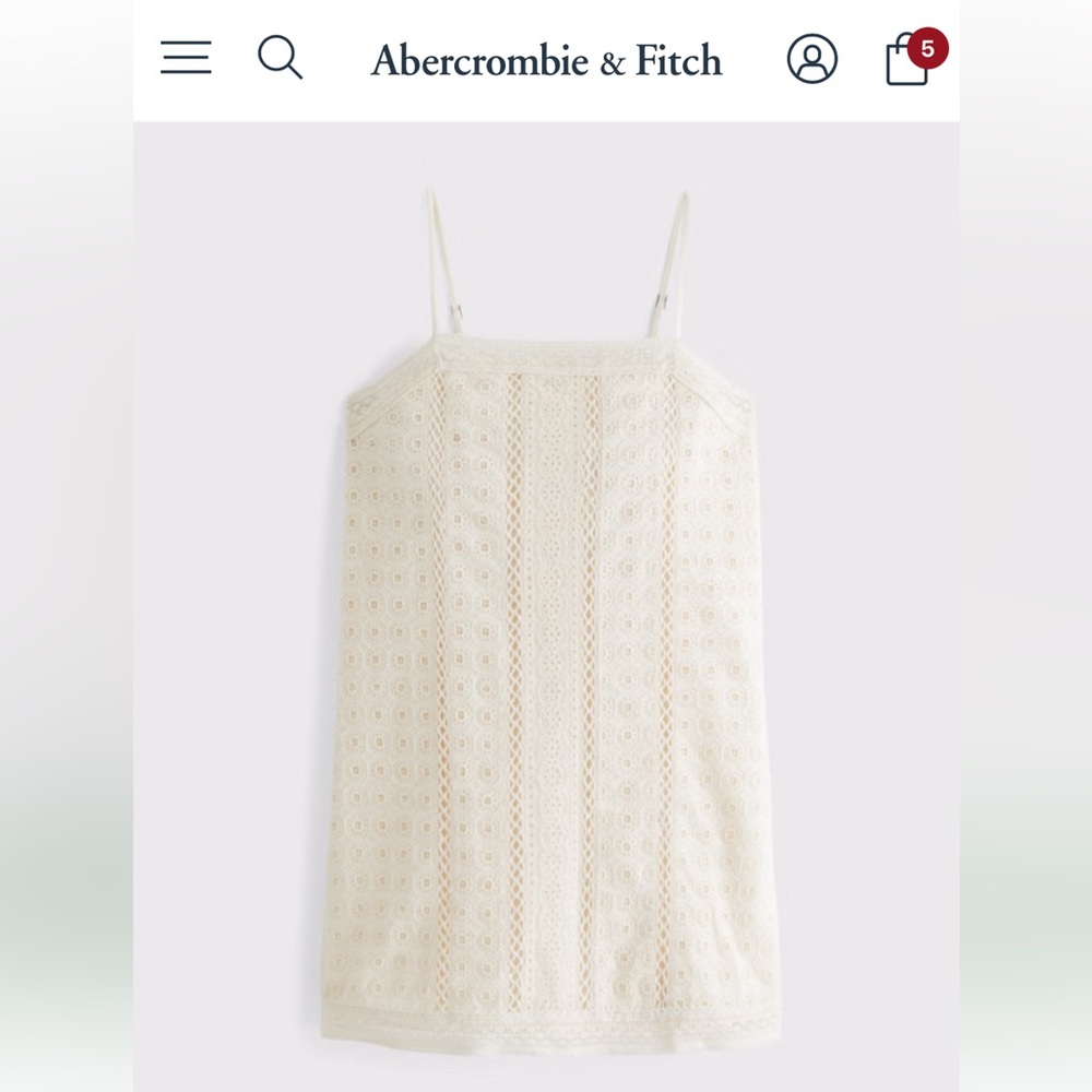 NWT Abercrombie & Fitch Lace Shift Mini Dress in Cream